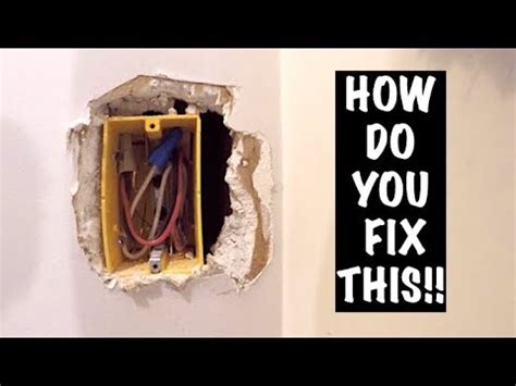 how to fix drywall cut too big for junction box|drywall around electrical box outlet.